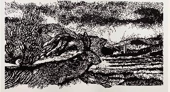 Dartmoor24 / 4-6pm / Widecombe Hare - linoprint - black and white edition