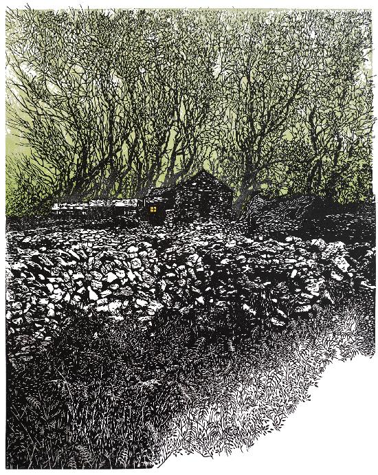 In the Morning (linoprint collage)